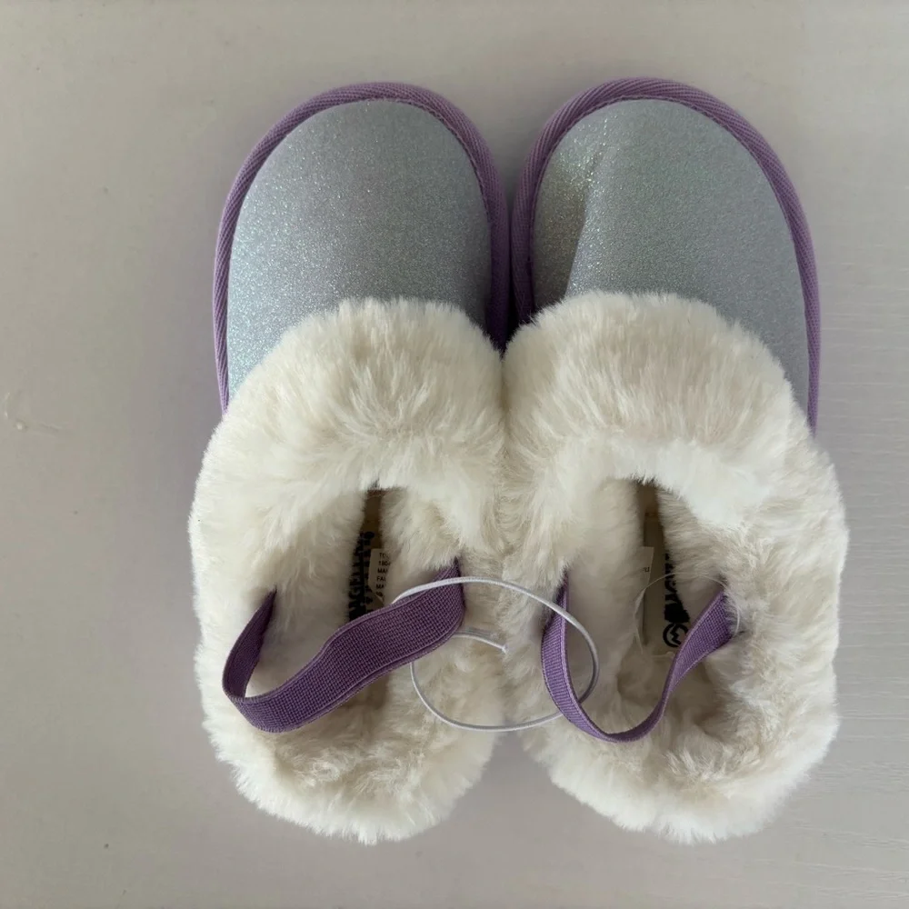 Magellan Outdoors Sparkly Lavender Kids hard sole Slippers